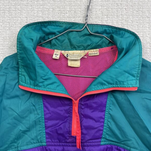 Vintage Columbia Radial Sleeve Neon Color Purple Jacket Windbreaker Men's Size L - Picture 5 of 13
